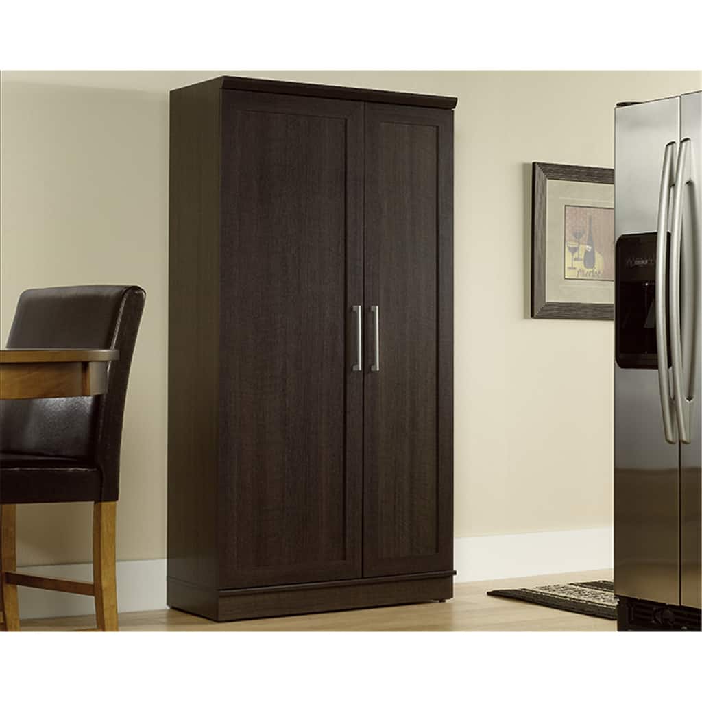 Double Door Storage Cabinet with Adjustable Shelves - Versatile Pantry or Utility Organizer with Cord Access
