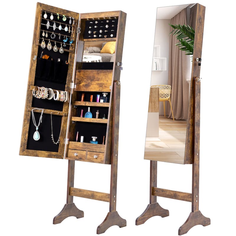 MDF Jewelry Storage Mirror Cabinet With LED Lights