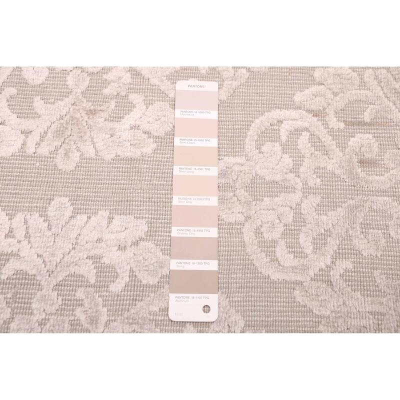 ECARPETGALLERY Hand Loomed Elysian Light Grey Viscose, Wool Rug - 8'1 x 11'7