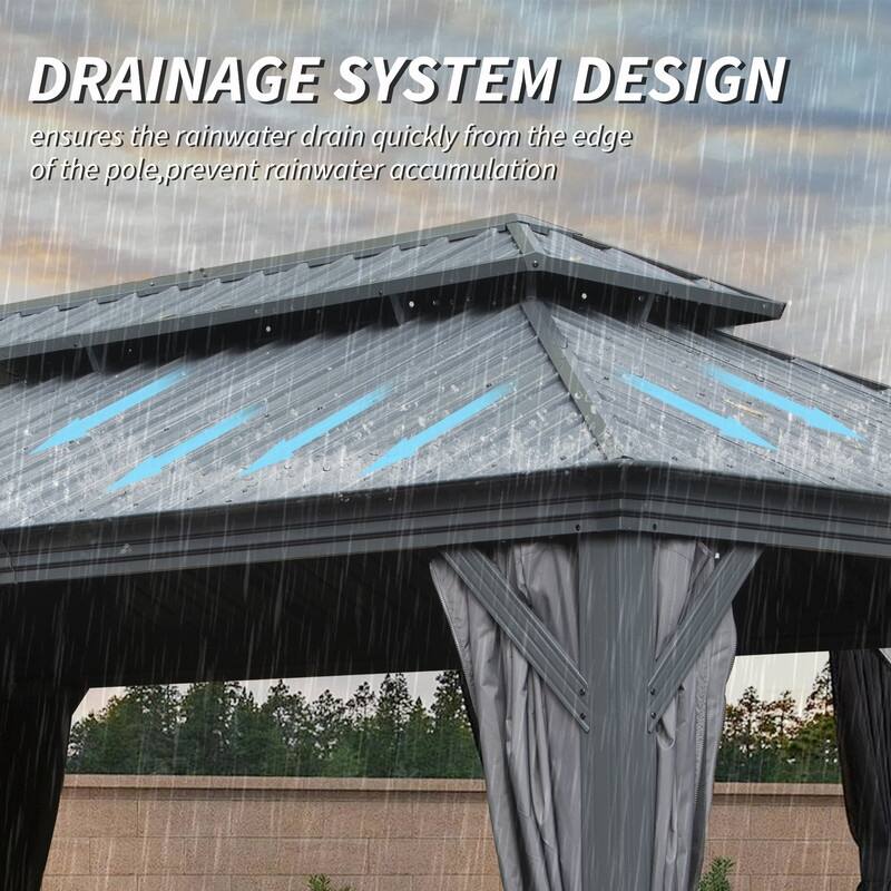Domi Hardtop Gazebo with Galvanized Steel Double Roof and Aluminum Frame