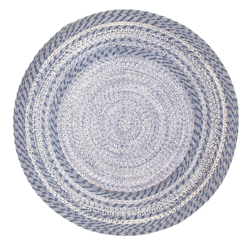 ECARPETGALLERY Braid weave Sienna Blue Wool Rug - 4'10 x 4'10