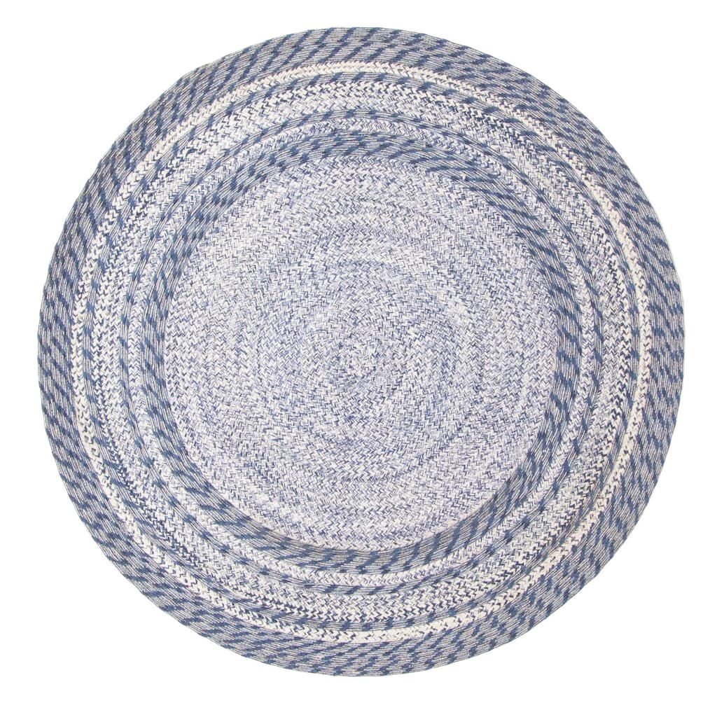 ECARPETGALLERY Braid weave Sienna Blue Wool Rug - 4'10 x 4'10