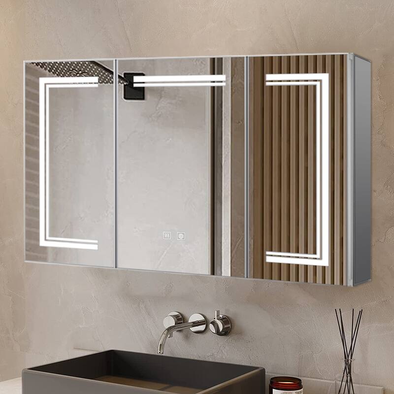 Mesa Surface-Mount LED Mirror Medicine Cabinet with Defogger - 48 in W x 32 in H
