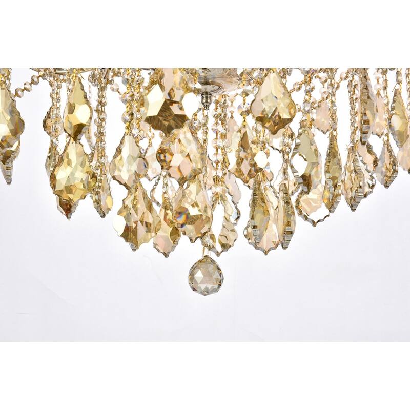 Fleur Illumination Collection Chandelier D:36in H:36in Lt:24 Golden Teak Finish