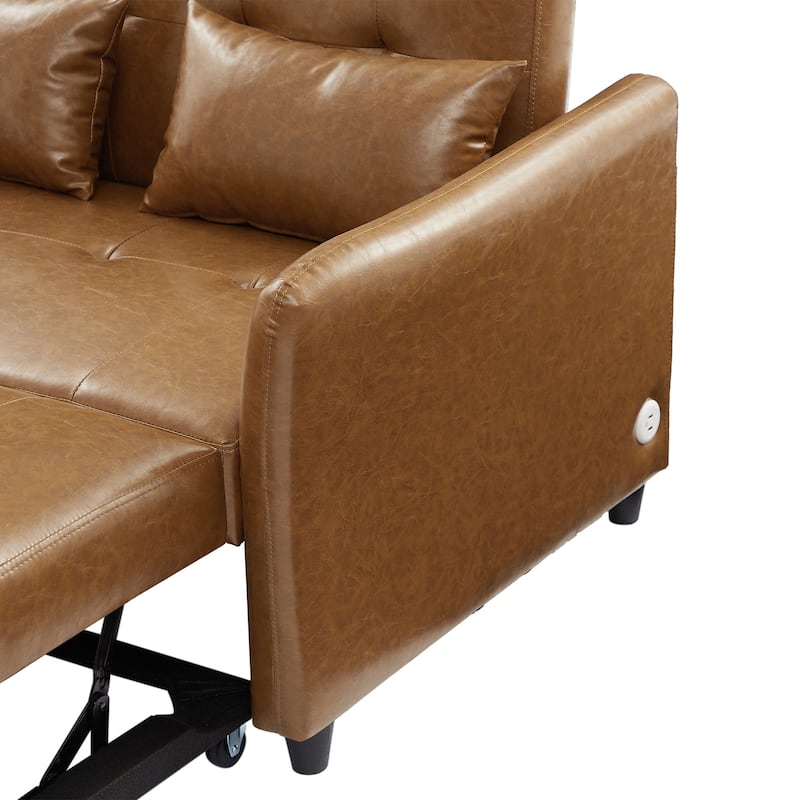 Convertible Sleeper Sofa Bed, 3-in-1 Adjustable Sofa Bed with USB Ports, Upholstered Loveseat Sofa with Armrest