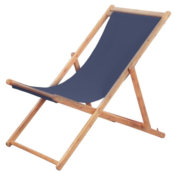vidaXL Folding Beach Chair Fabric and Wooden Frame Blue 38.8