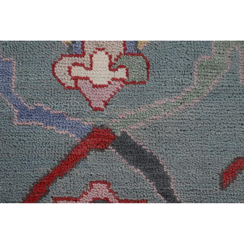 Blue Oushak Area Rug Handmade Oriental Wool Carpet - 8'1"x 9'10"