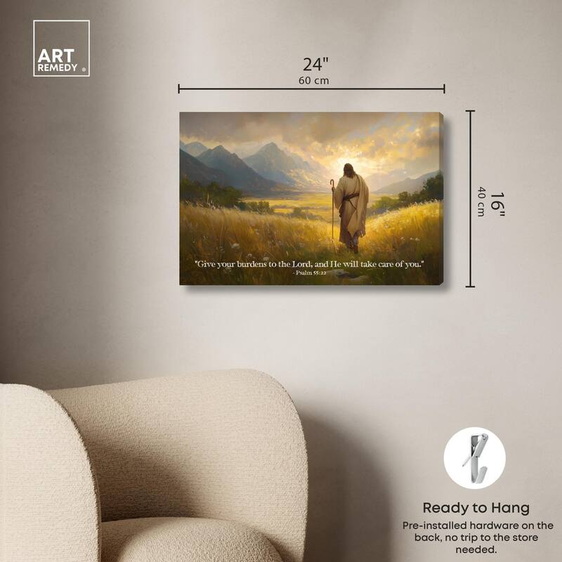 Give Your Burdens Canvas by Art Remedy, Gallery Wrapped