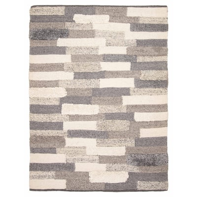 ECARPETGALLERY Braid weave Sienna Grey Wool Rug - 5'9 x 7'10