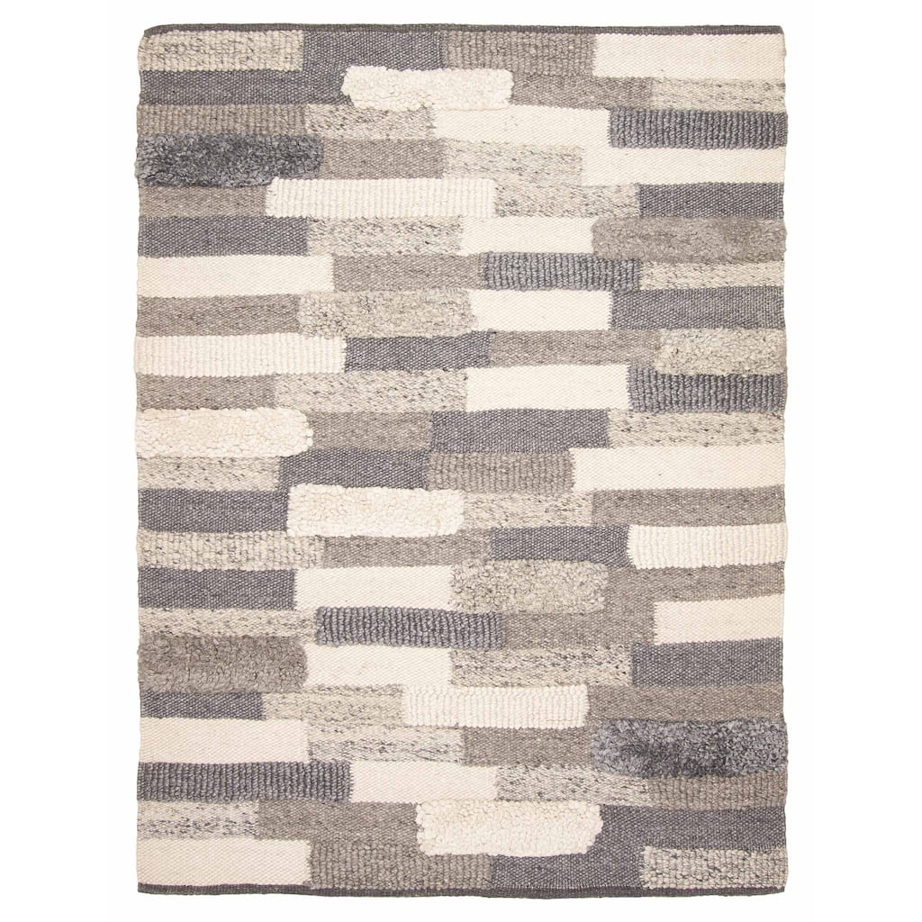 ECARPETGALLERY Braid weave Sienna Grey Wool Rug - 5'9 x 7'10