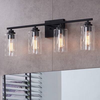 KAWOTI 4 Light Bathroom Vanity Light with Clear Glass Shade