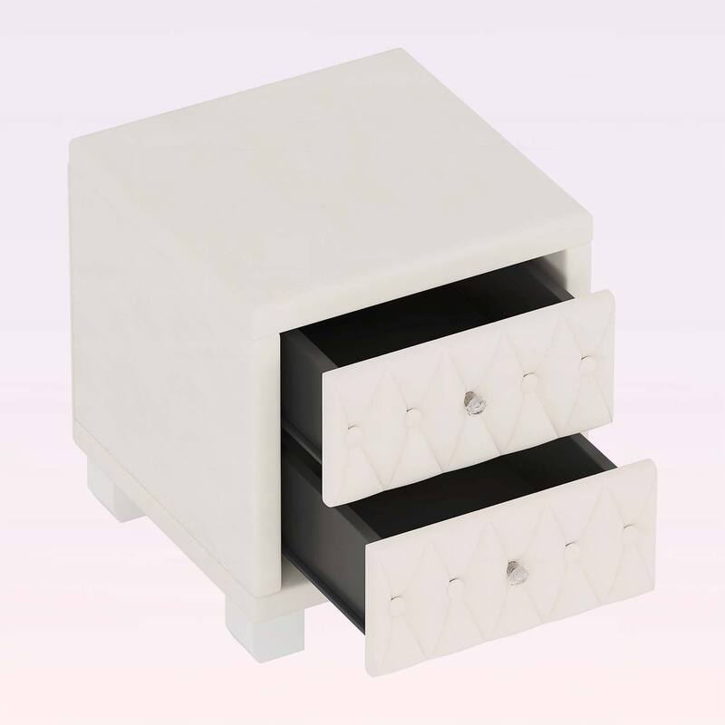 Storage Nightstand Table with Button-Tufted
