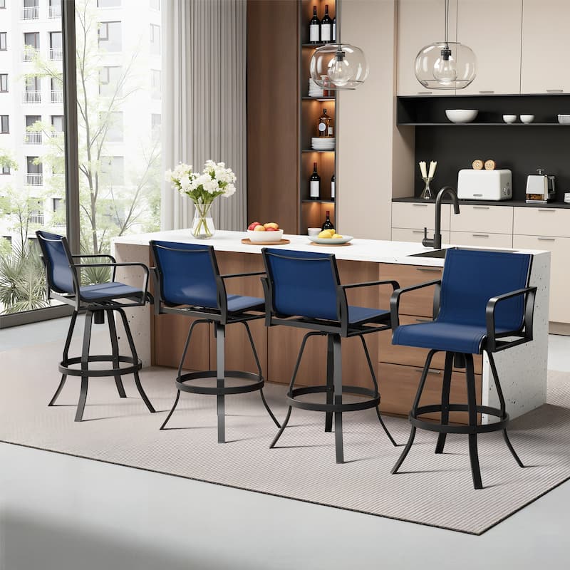 Pellebant Outdoor Aluminum Swivel Barstool Patio Bar Stools with Sunbrella Fabric - 18.31"Lx18.31"Wx43.31"H