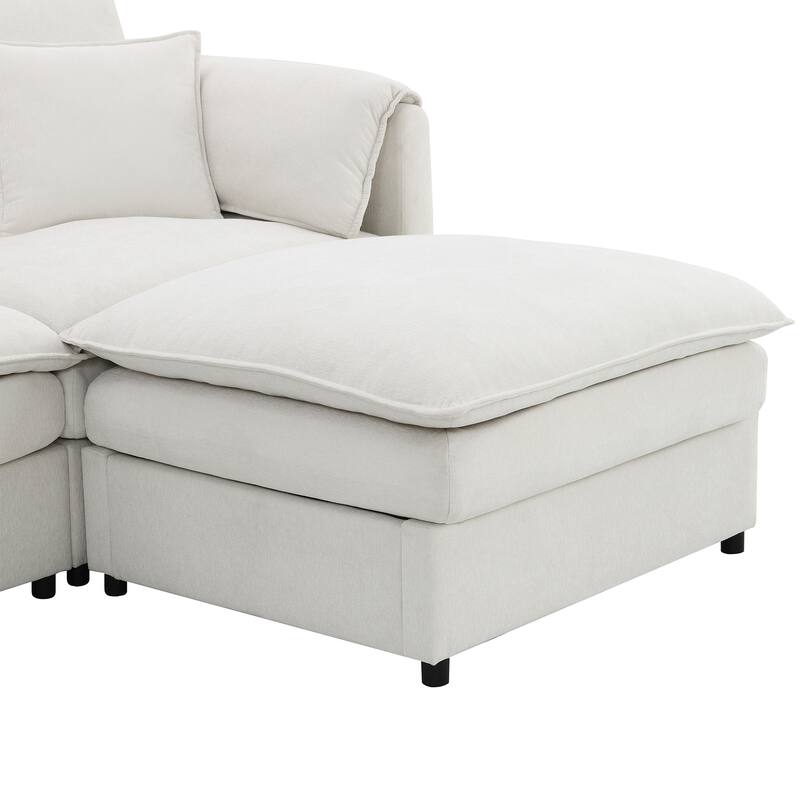 Chenille Modular Sectional Sofa, U Shaped Cloud Couch Set
