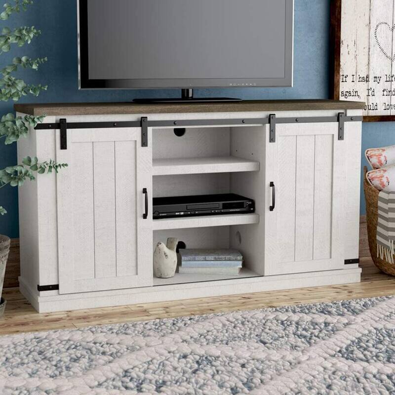 Bli 54-inch Sliding Barn Door TV Stand - 60 Inch - Grey