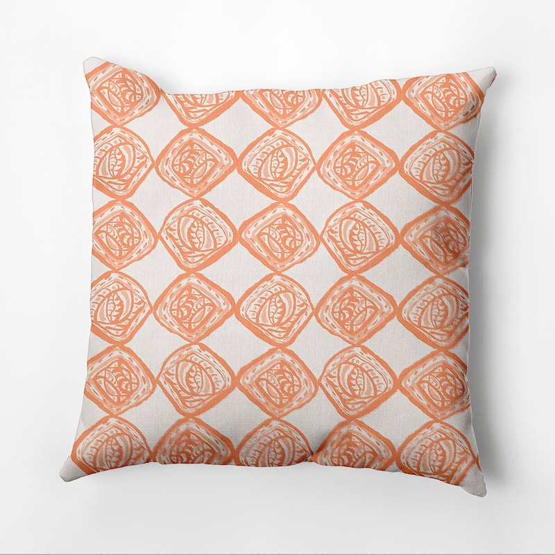 Cowry Check Outdoor Pillow - Orange - 20" x 20"