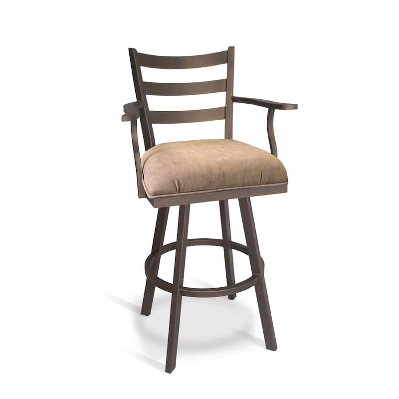 Tempo Furniture Claremont w/ Arms Swivel 26" Counterstool/30" Barstool Sun Bronze Finish & Brown Polyurethane by Furnish Theory - Bar Height