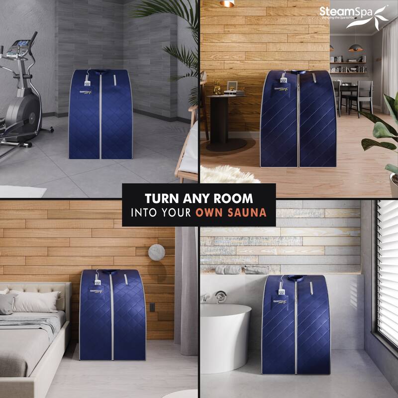 SteamSpa SP-SS0001-1P Portable 1-Person Home Sauna Infrared Heating - Royal Blue