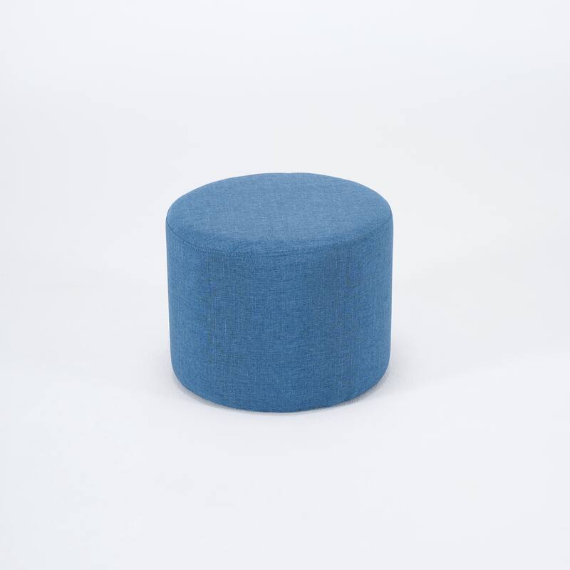 Ball & Cast Nesting Storage Ottomans of 2, Linen Upholstered Footstool Wood Tray, 22.75" Round Coffee Table