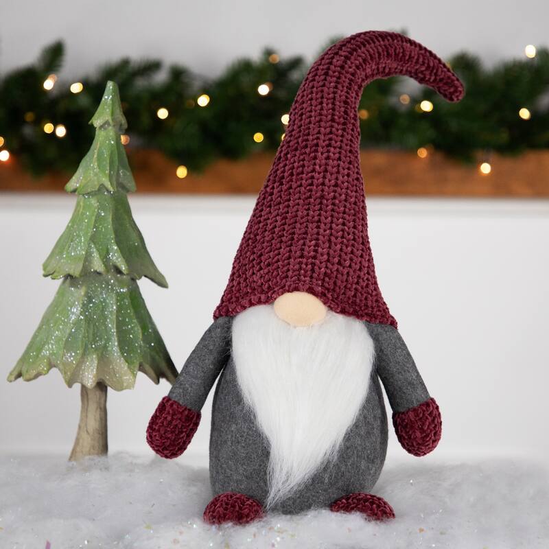 18" Purple and Gray Standing Gnome Christmas Decoration