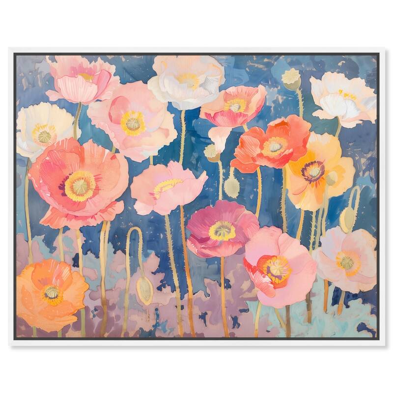 Pastel Poppies Canvas by Art Remedy - White - 24" x 20"