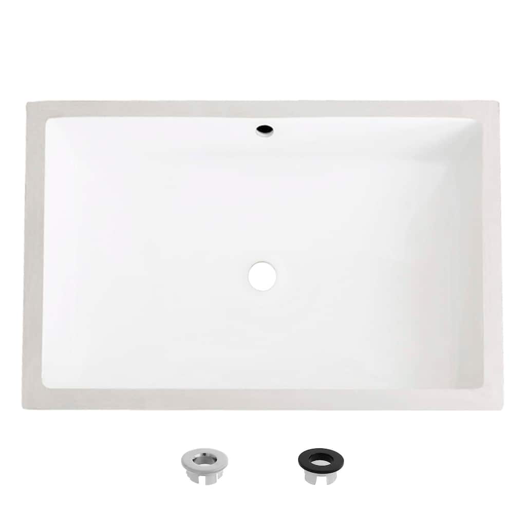 24.5" W x 16.5" D White Rectangular Undermount Bathroom Sink - 24.5 " x 16.5" x 6.5"