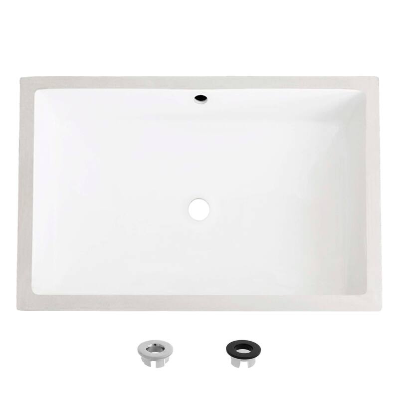 24.5" W x 16.5" D White Rectangular Undermount Bathroom Sink - 24.5 " x 16.5" x 6.5" - White