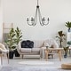 preview thumbnail 11 of 21, Modern Farmhouse Black/ Gold 28'' Wheel Candle Chandelier 6-light with Adjustable Swing Arms - D28" x H84.5"