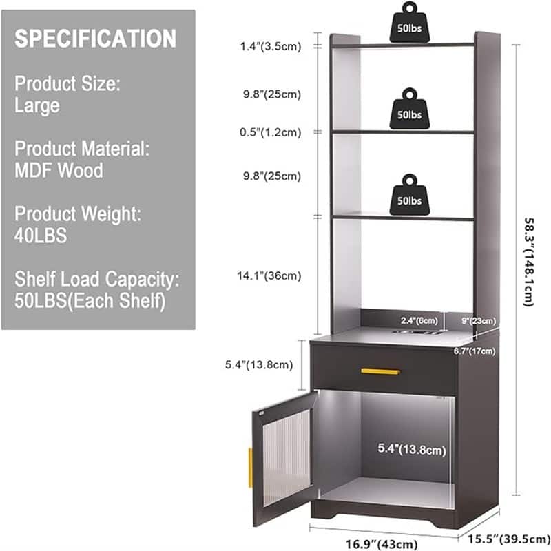 Nightstand with Smart LED Night Stand with Bookshelf