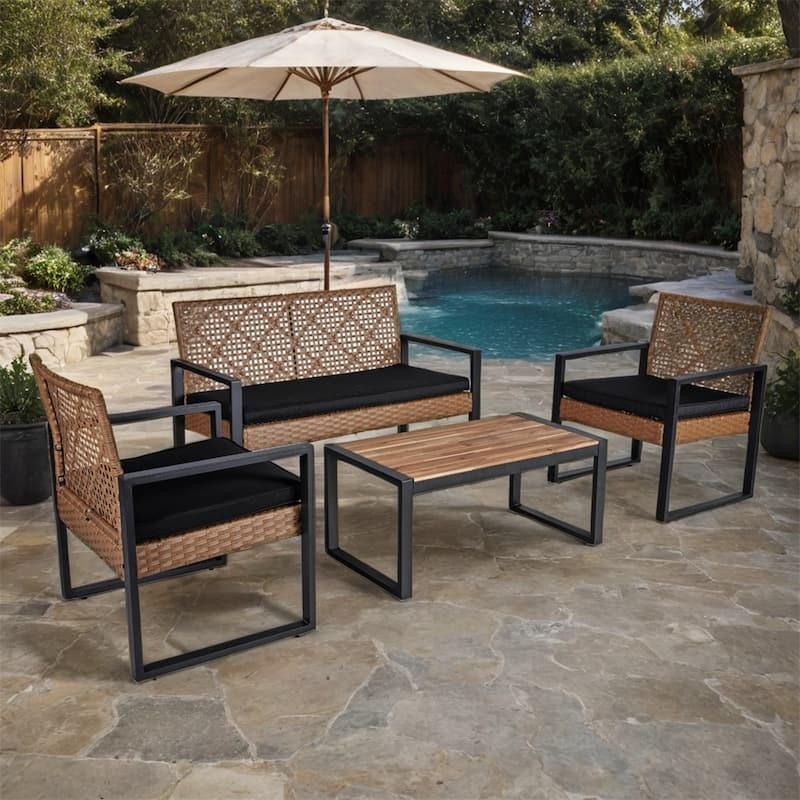 4-Piece Patio Furniture Set,Outdoor Porch Garden Backyard Furniture
