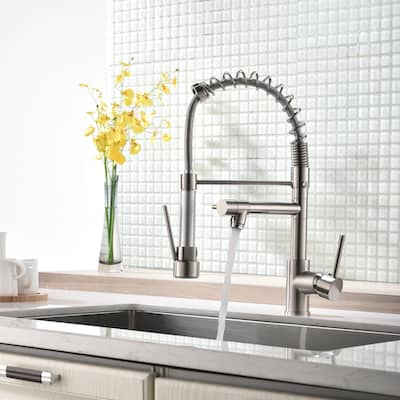 Commercial Kitchen Faucet with Pull Down Sprayer, Single Handle Single Lever Kitchen Sink Faucet