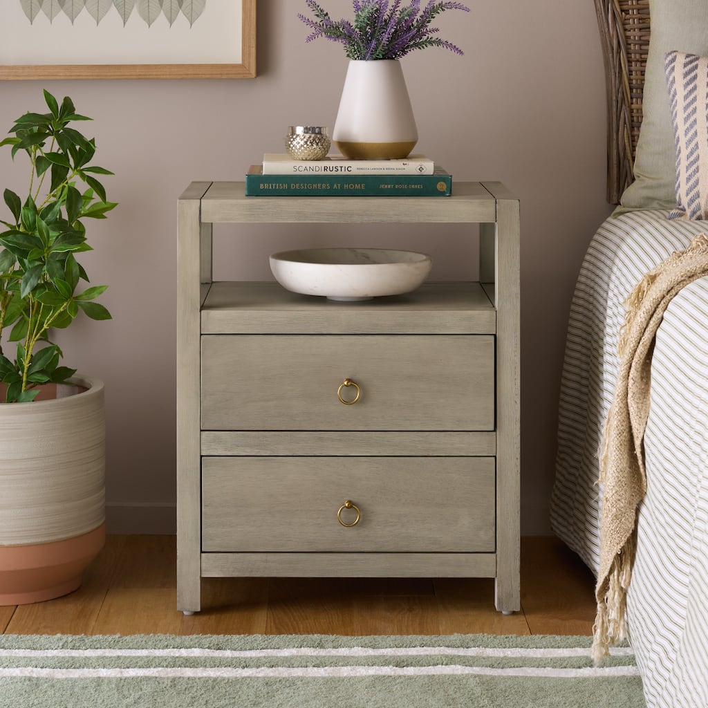 SAFAVIEH Amisa 2-Drawer 1-Shelf Nightstand Table, Fully Assembled