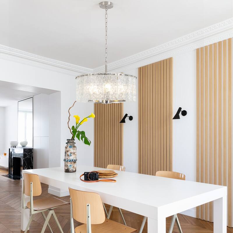 5-Light Modern Candlestick Hanging Linear Chandelier Lighting with Glass Sheet for Kitchen Island