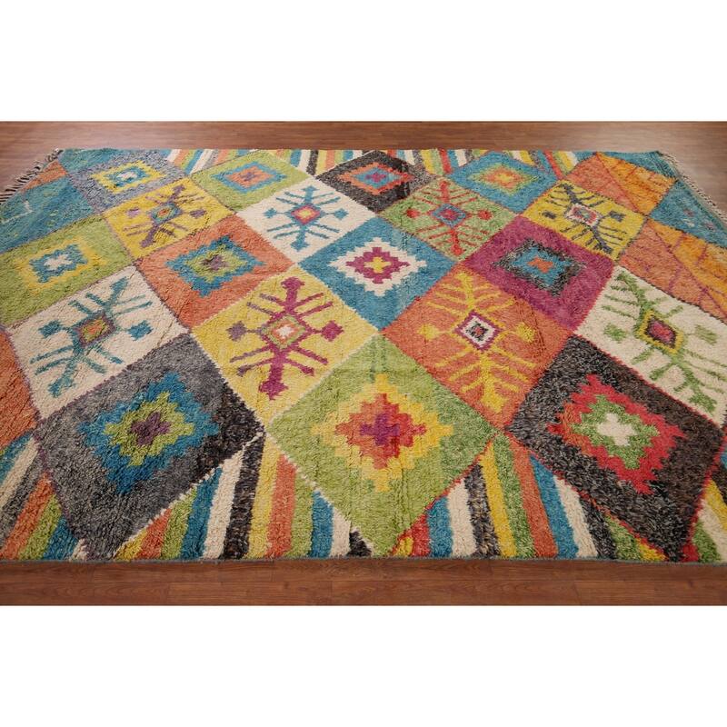 All-Over Trellis Moroccan Oriental Area Rug Handmade Wool Carpet - 8'11" x 12'3"