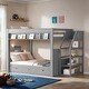 preview thumbnail 1 of 22, Full Size Convertible Bunk Bed with Staircase, Table and Drawers Grey