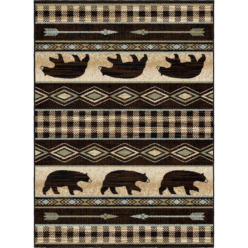 Lodge King Bear Plaid Rug