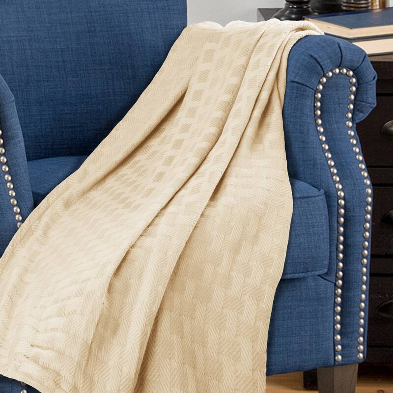 Superior Basketweave All-Season Bedding Cotton Blanket