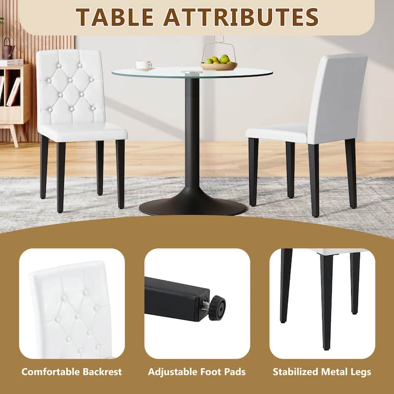 4-pack PU Dining Chairs: Ergonomic Buckle Backrest, 35 Inches High, Black Metal legs, Combines Comfort and Texture