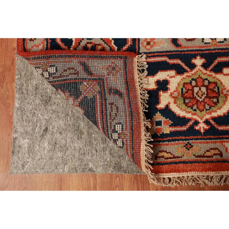 Orange Medallion Heriz Serapi Indian Area Rug Handmade Wool Carpet - 9'0"x 11'9"