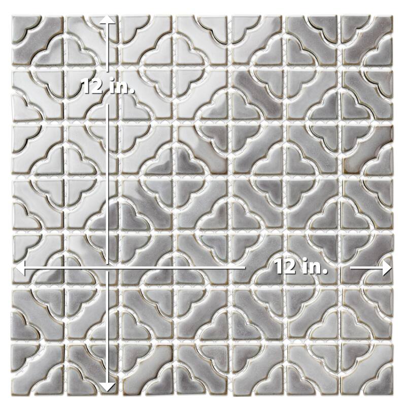 Merola Tile Hudson Tower Grey Eye 12" x 12" Porcelain Mosaic Floor and Wall Tile