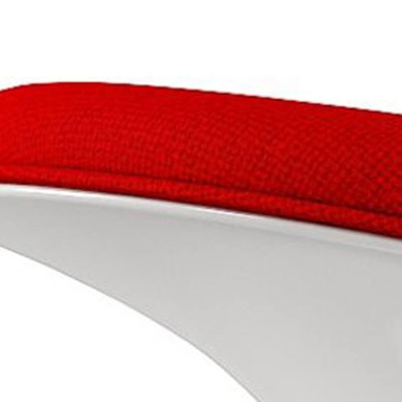 HomeRoots 21" Red and White Wool And Fiberglass Contempo Footstool Ottoman