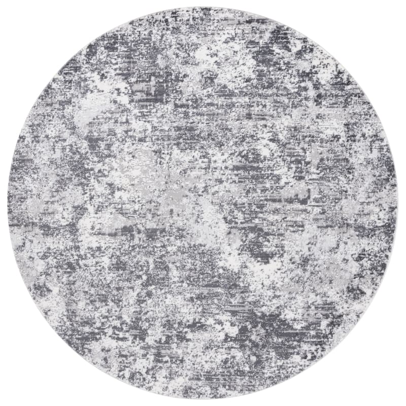 SAFAVIEH Amelia Modern Abstract Rug - 6'7" Round - Charcoal/Ivory - Round