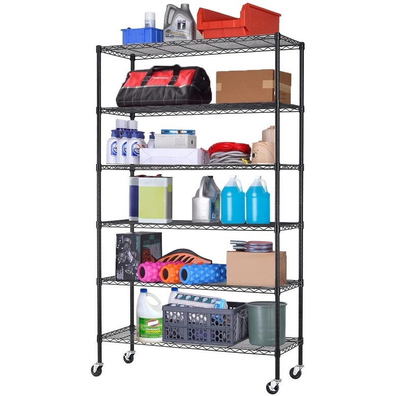 6-Tier Storage Shelves NSF Certified Wire Shelving Unit on Wheels Heavy  Duty Metal Shelves Adjustable Steel Shelving 2100Lbs Capacity for Closet