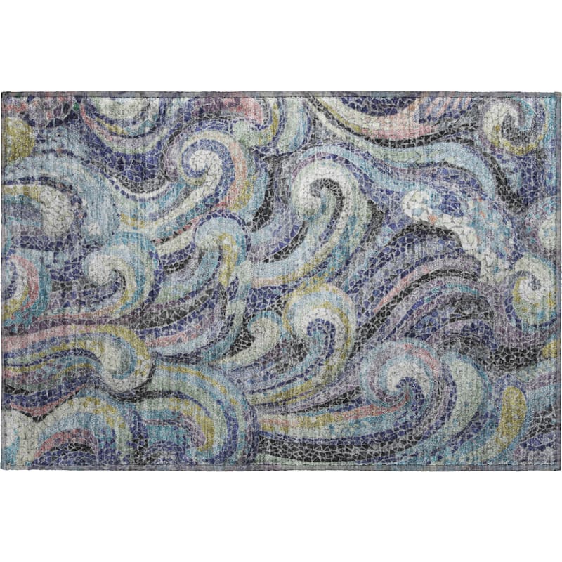 Premium Washable Super Soft Contemporary Mosaic Wave Mayfield Rug