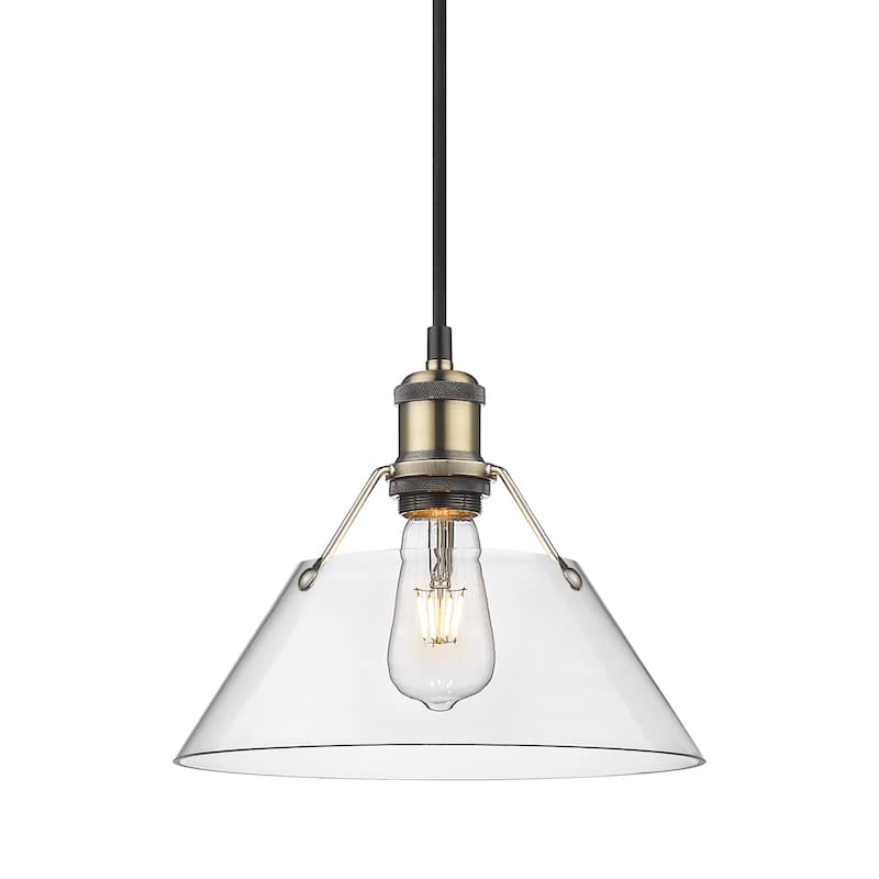 Orwell 10" Wide Medium Pendant in Aged Brass with Clear Glass - Gold