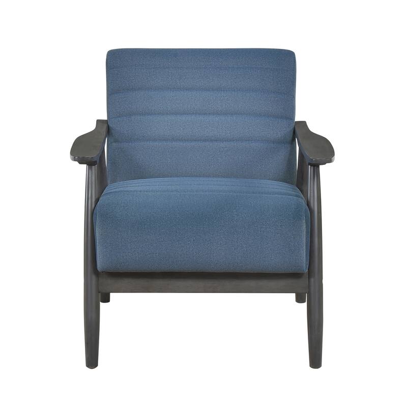 Transitional Blue Velvet Accent Chair with Dark Gray Frame