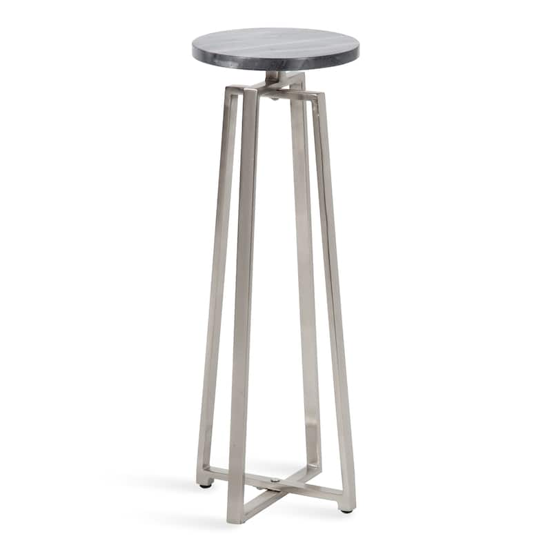 Kate and Laurel Zia Metal Drink Table - 9x9x23 - Gray and Silver