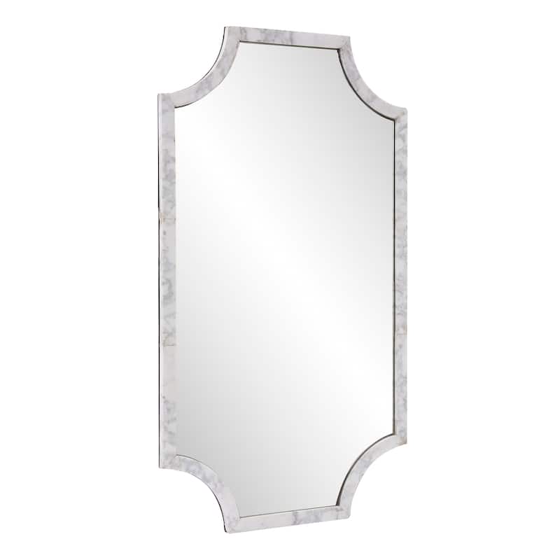 Allan Andrews Rectangular Wall Mirror with Scalloped White Marble Frame - 36"H x 20"W