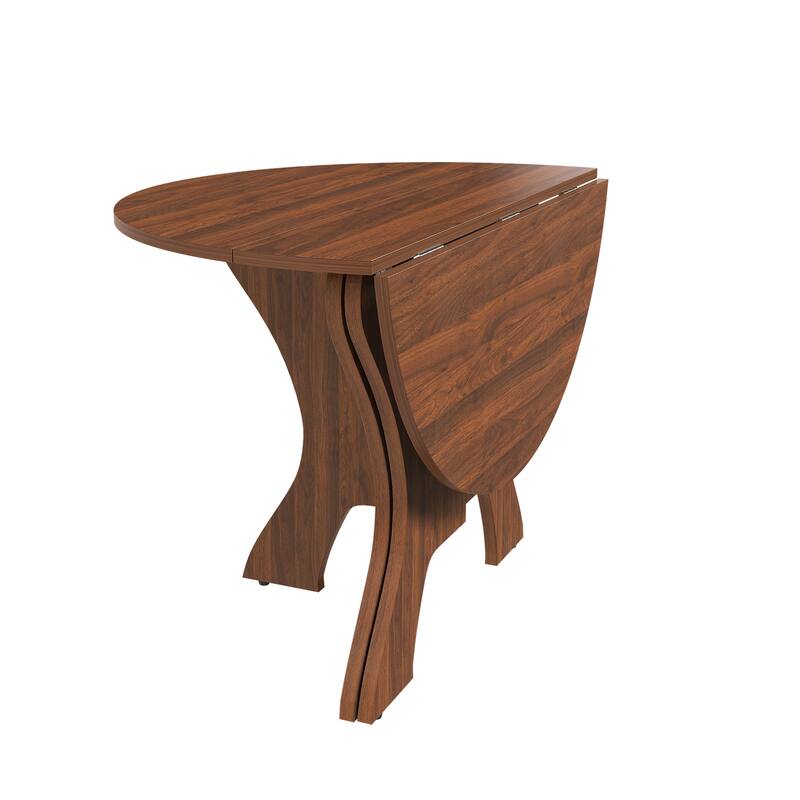 43 in Folding Dining Table for Small Spaces, MDF Table with Wild Oak Veneer, Space Saving Foldable Kitchen Table