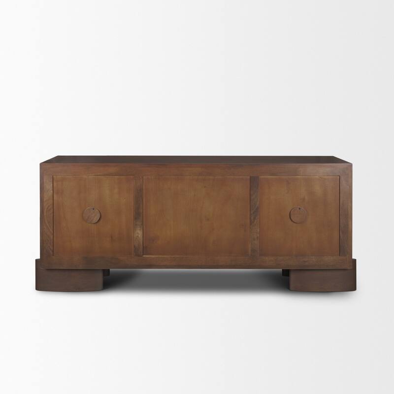 Jonan Brown Wood w/ Dark Aged Brass 2 Door 3 Drawer Sideboard